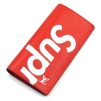 NEW Louis Vuitton x Supreme Portefeuille Brazza Red M67719 100