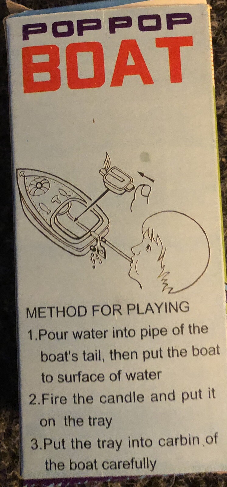 TIN TOY POP POP CANDLE POWERED BOATS INCLUDES 4 FUEL CANDLES STEAM BOAT