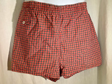 vintage Red plaid Swim trunks Bathing suit McGregor 50s cotton Shorts S pocket