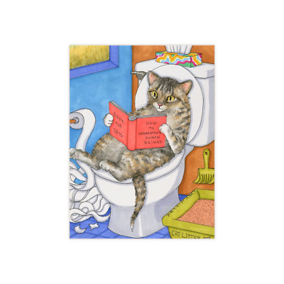Ceramic Tile Rectangle 6x8 Funny Cat 535 toilet bathroom art painting L.Dumas