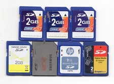 Lot Of 7x Samsung / Dane-Elec / HP / SimpleTech 2GB SD Camera Memory Cards
