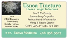 Usnea Tincture  Clears Infections, Open Airways & Congestion,  STDs & VD symptom