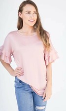 NWT AGNES AND DORA Womens Flirty Sleeve Tunic Top Sz X-Small Blush Rayon Blend