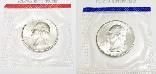 1960 P & D Washington Quarter Coin Set (2 Coins) *MINT CELLO*