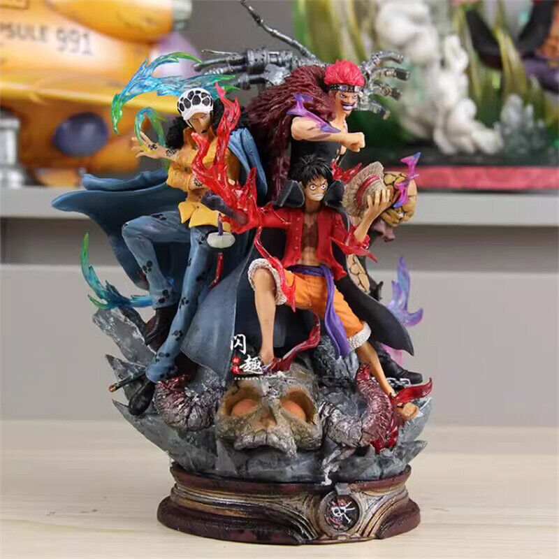 Figura Anime 22cm Una Pieza PVC Luffy Kid and Law Wano Capitanes United Modelo Juguete