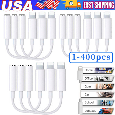 For iPhone Headphone lot Adapter Jack 8Pin to 3.5mm Aux Cord Dongle Converter