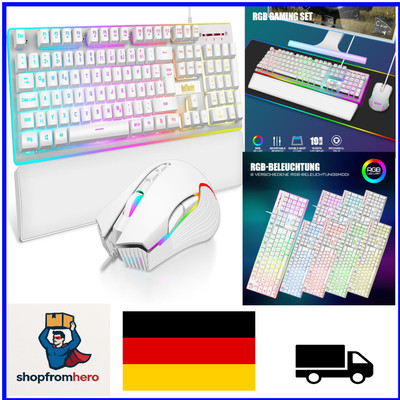 Gaming Tastatur & Maus Set   RGB, QWERTZ, Handballenstütze