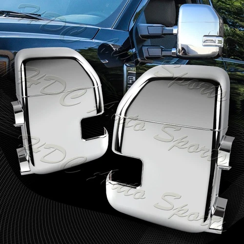 For 2017-2021 Ford F250 F350 F450 Super Duty Chrome Side Towing Mirror Cover Cap