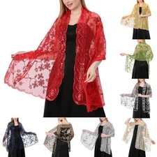 Women's Evening Dress Wedding Shawl Sequined Shrug Wraps Party Scarf Bridal Cape