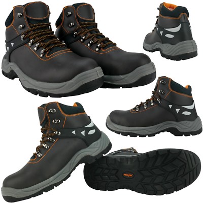 Arbeitsschuhe Sicherheitsschuhe S3 Stahlkappe Leder Dunkelgrau Schwarz Gr. 39-47