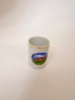 vintage German porcelain souvenir mug featuring the Alken/Mosel Burg T