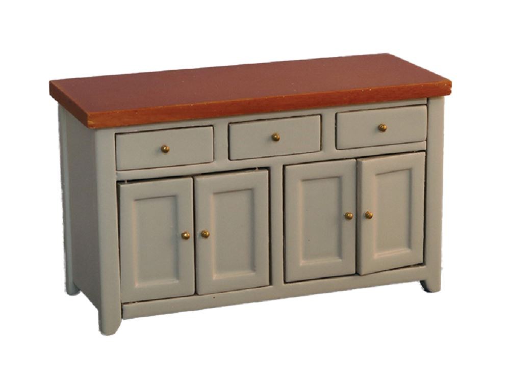 Dolls House Grey & Pine Sideboard Modern Miniature Kitchen Dining Room Furniture