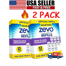 2 Pcs Zevo Flying Insect Trap Refill Cartridges Easy to Use 24 Refill Cartridges