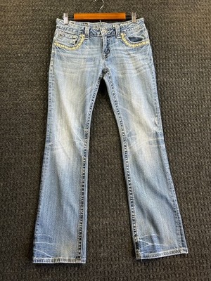 Miss Me Boot Cut Low Rise Jeans 31 Jewel Embellished Flap Pockets JW6066B y2k
