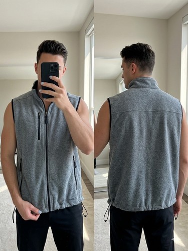 L.L.Bean, Vintage LL Bean Fleece Vest Mens XL Gray Full Zip Made in USA 90s Gorpcore