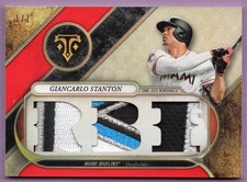 2017 TOPPS TRIPLE THREADS RELICS RUBY GAME USED #TTRGT2 GIANCARLO STANTON 1/1