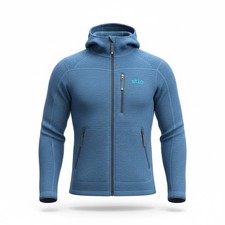 Stio Wilcox Fleece Hoodie Mens Medium Larkspur Blue NEW Sweater Knit Full Zip