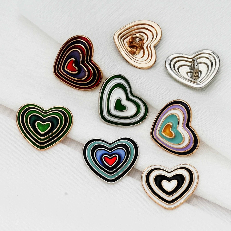 5pcs Layered Heart Buttons Enamel for Clothing DIY Sewing Scrapbooking 18/23mm - Image 2 of 4
