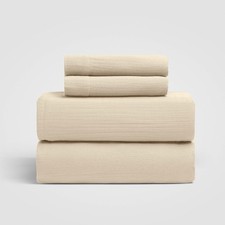 Dune Queen Sheet Set, Sandy Beige 100 Cotton Gauze 4-Pc. Sheet Set, Oeko-TEX