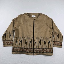 Alfred Dunner Vintage Giraffe Blazer Women's Size 2X Brown 1-Button USA Made