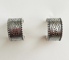 CHICO'S Silver-tone Wide Hoop Earrings Rancho Renaissance Collection NEW