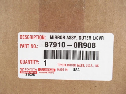 Genuine OEM Toyota 87910-0R908 Passenger RH Side Mirror Assy 2019-2025 RAV4