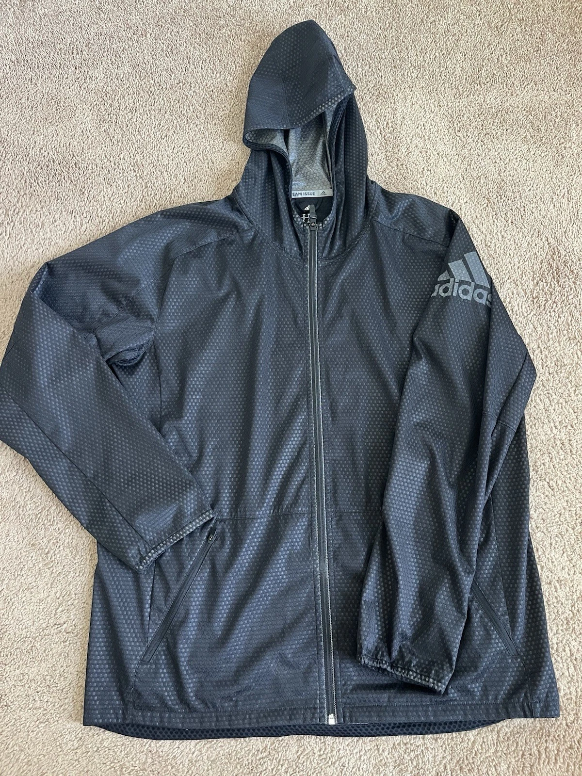 Adidas Climastorm Full Zip Black Waterproof Hooded Athletic Jacket Sz XL Mens