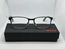 Hugo Boss HG 0183 Sam 00VK Matte Black On Blue Square Eyeglasses Frame 53-18 140