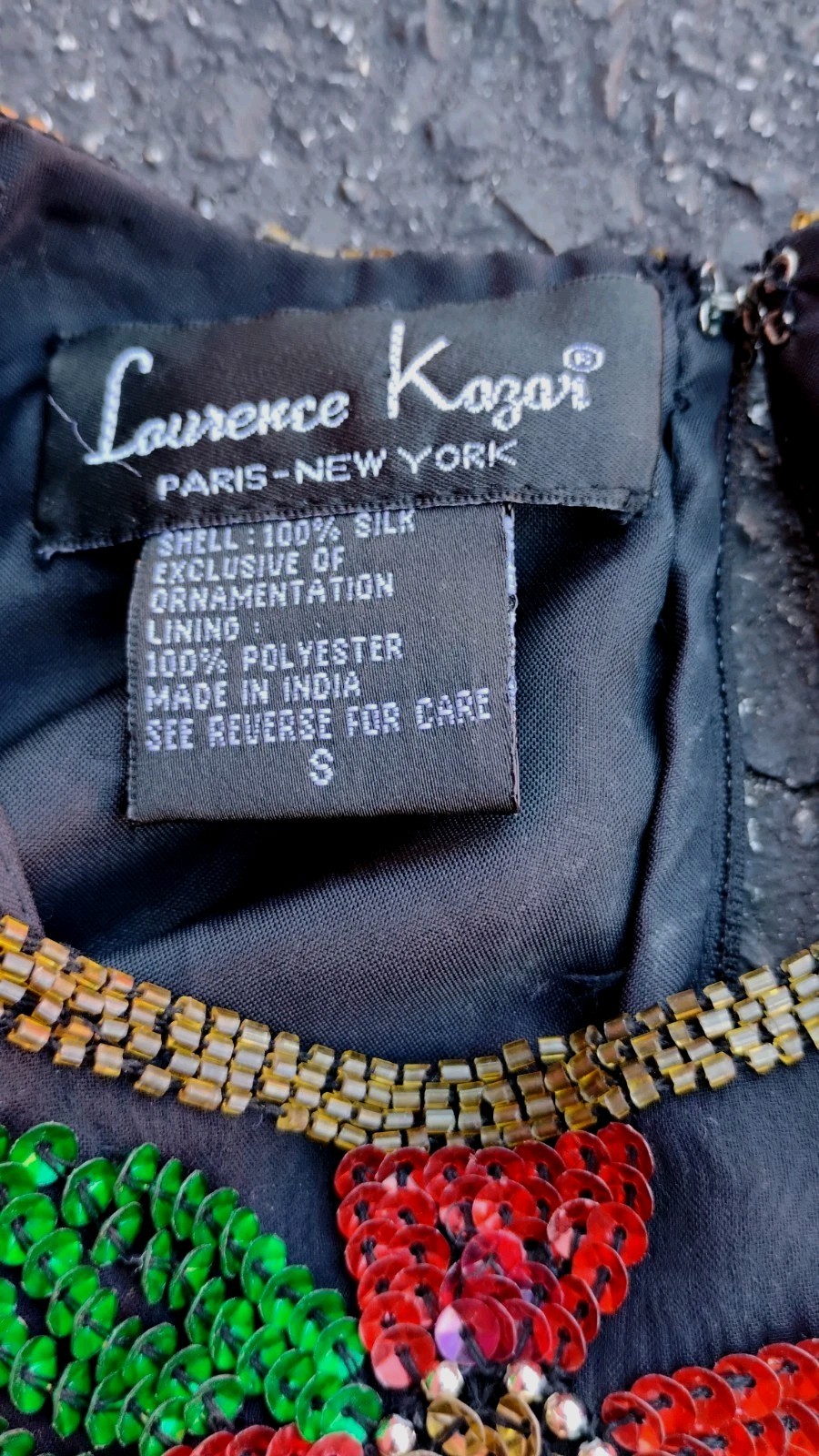 Holiday Beaded Poinsettia Christmas Blouse Laurece Kazar Size S *Missing Zipper