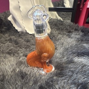 Glass Rooster Figural Decorative Bottle Clear Brown Farm Life Novelty Kitchen