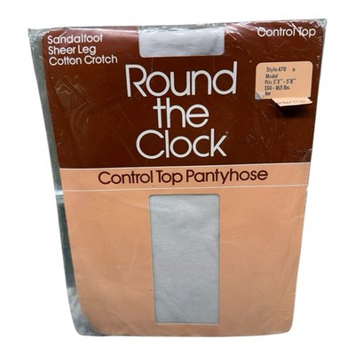 1982 Round The Clock Control Top Pantyhose Sheer Leg 470 Model C Ice