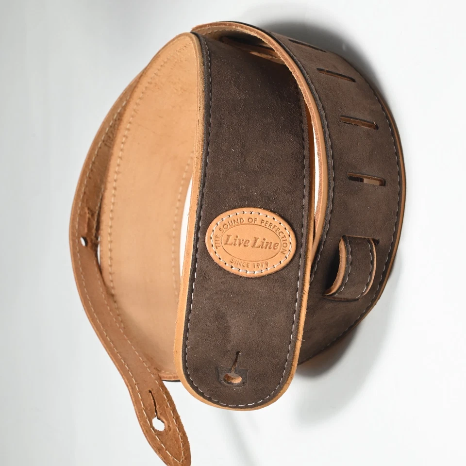 RARO: Correa de guitarra de gamuza hecha a mano Live Line DELUXE, Japón, ancha: 2,3" - ¡EXCELENTE! Foto 2 de 4