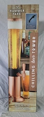 NEW Hammer + Axe Beer Tower Drink Dispenser with Pro-Pour Tap Freeze Tube 88 OZ