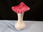 Fenton Milk Glass Peach Blow Pink Interior Jack in the Pulpit Vase INV2