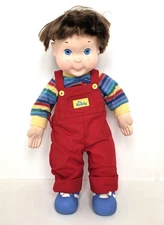 1985 Hasbro MY BUDDY Doll Brown Hair Blue Eyes Red Overalls, Socks, Blue Shoes