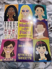 Melissa  Doug Make-A-Face Sticker Pad Fashion Faces 20 Faces New Sealed