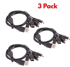 5 in 1 USB Charging Cable for DS Lite DSi 3DS 2DS GBA SP PSP Wii U 3Pack