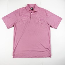 Footjoy Men's Pink White Striped Golf Polo Shirt Medium
