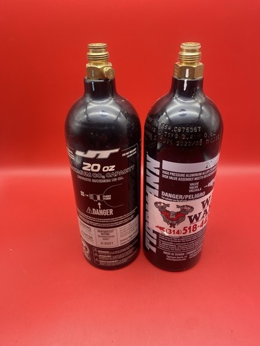 Lot of 2 Tippmann & JT 20oz CO2 Paintball Tanks - Expired - Hydro Test Needed
