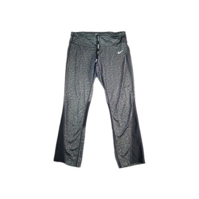 Nike Dri-FIT Leggings Womens Sz M Black Grey Geometric Mesh Crop Activewear C24