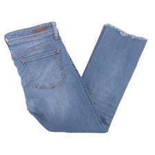 Anthropologie Pilcro Women's Size 27 Slim Straight Jeans Blue Raw Hem 25" Inseam