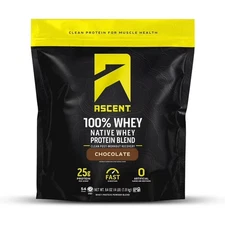 Ascent Protein Chocolate Protein Powder 4lb Bag | 54 Servings | 25g Whey Protein