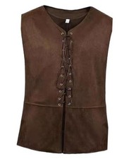 Mens Pirate Vest Renaissance Pirate Costume Men Medieval Halloween Small Coffee