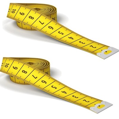 Schnittmuster Maßband 2er Set, Körpermaßband 3m, Doppelseitig, 2 cm Breite, Gelb