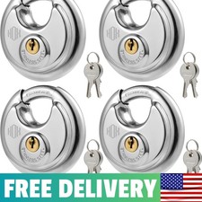 4-Pack Keyed Disc Padlock Set - Waterproof, Heavy-Duty, Stainless Steel Security