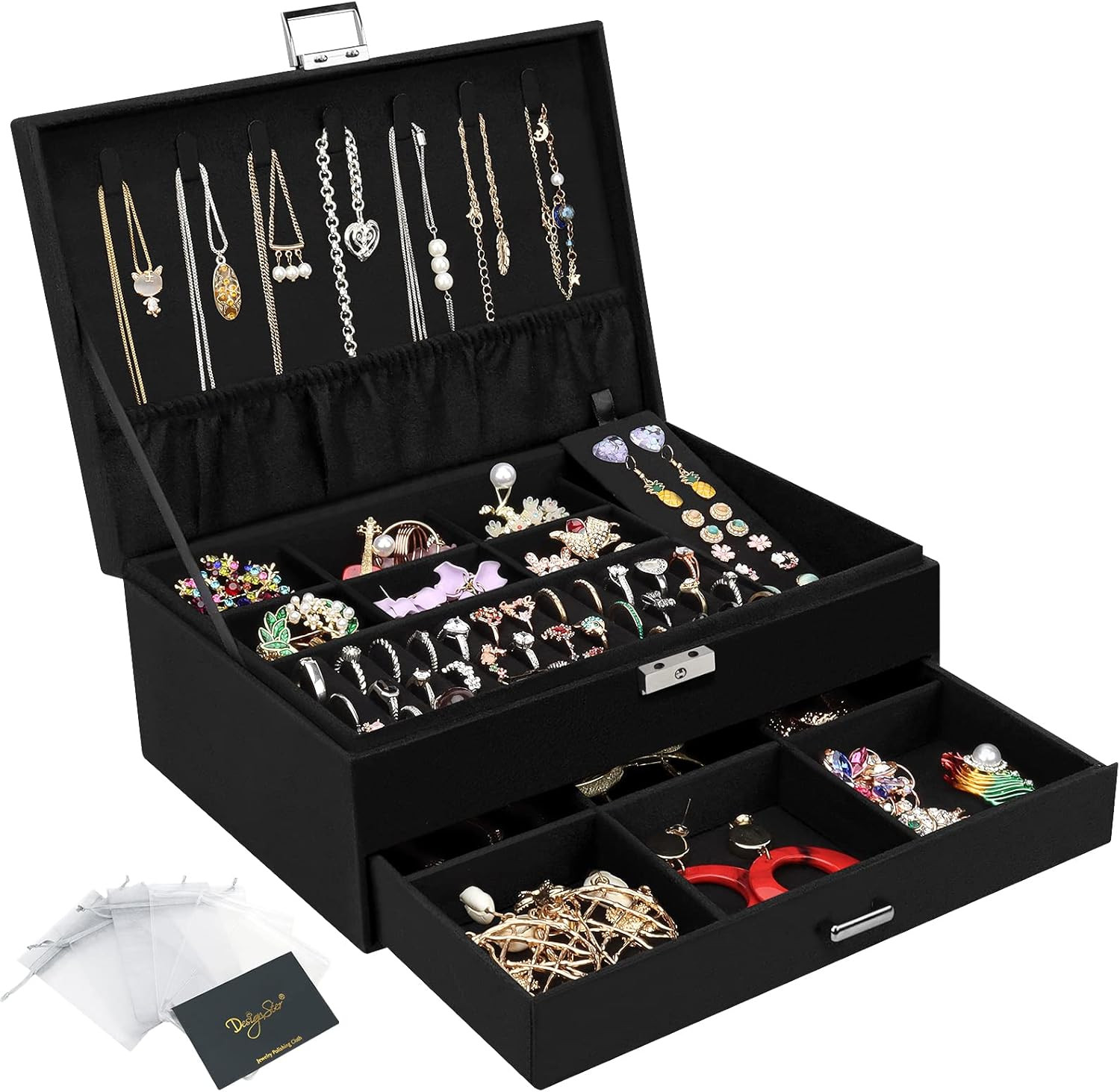Boîte à bijoux cadeau élégant pour anniversaire et fête des mères en velours