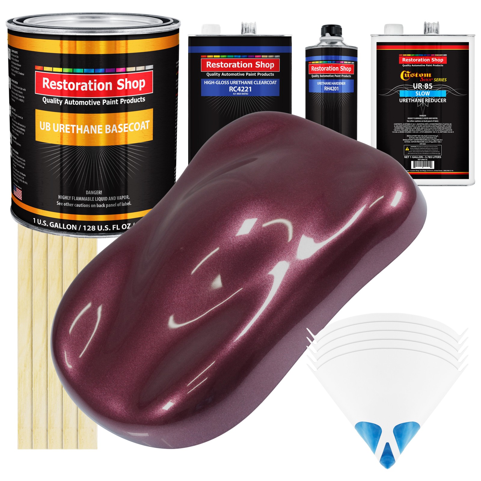 Milano Maroon Firemist SLOW 1 Gallon Urethane Basecoat Auto Paint Kit with Clearcoat