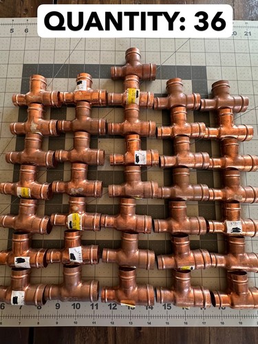 36-pack lot Watts Pre-soldered Ez Sweat copper tee fittings 3/4"x1/2"x3/4"