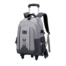 Rolling Backpack For Boys Elementary School Bookbag 6 Wheels Grey Luggage