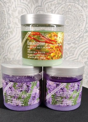3 Dead Sea Collection 2 LAVENDER Eucalyptus Mineral Salt Scrub 23.28 oz Skincare